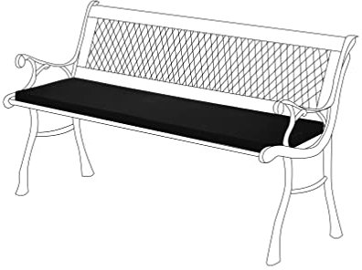 Gardenista Garden 2 Seater Bench Cushion 120x33cm | Water Resistant Indoor Outdoor Patio Furniture Bench Pads | Non Slip Soft and Comfortable Garden Furniture Swing Bench Cushion Black