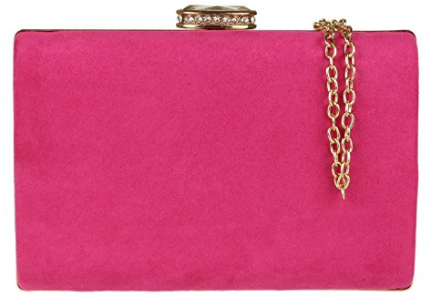 Womens Faux Suede Clutch Bag Chain Strap Wedding Party Evening