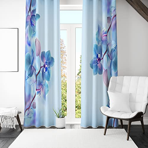 Lemare 2-Set Deko-Vorhänge Digitaldruck | Dicker Vorhang Blickdicht mit Ösen | Verdunklungsvorhang | Fenstervorhang für Wohnzimmer Schlafzimmer Blumen Blüte Wiese Wald Städte 2 STK. 145x260 cm