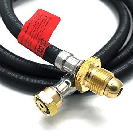 5 metre POL x W20 Pigtail Caravan Propane Hose with NRV and EXESS Flow VALVES
