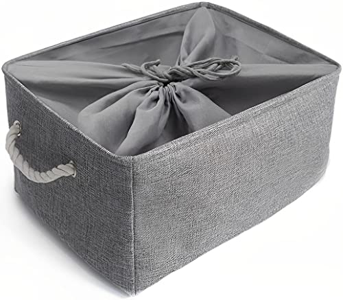 Mangata Foldable Storage Box, Thickened Fabric Storage Basket with Handles for Shelves Toy (XLarge, Grey)
