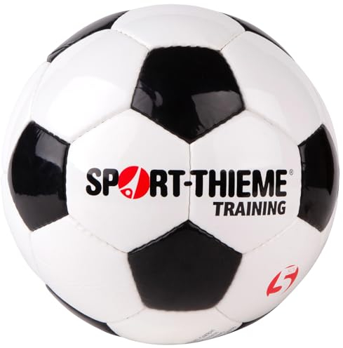 Sport-Thieme Fußball Training | FIFA & DFB-Standard | Robuster Trainingsball für Spiel & Training | Abriebfest | Wasserabweisend | Weiß-Schwarz | Kunstleder | Butyl-Blase