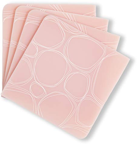 modern-twist Pebbles Print Set of 4 Coasters 100% Plastic Free Silicone, Tabletop, Dining, Decoration, Modern Design, Blush
