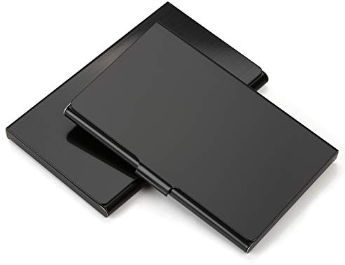 Kesote 2 Stück Visitenkartenetuis Edelstahl Kartenetui Schwarz Visitenkartenbox für Damen Herren