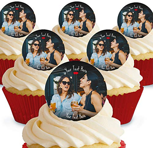 Cakeshop 12 x 4cm Friends Photo Upload Custom Personalised Edible Photo Cake Toppers Decorations - Precut Premium Wafer Paper