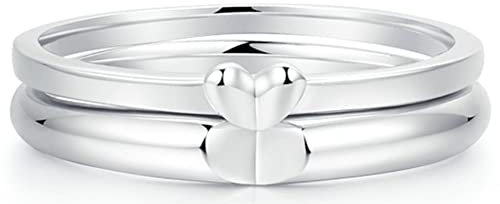 AMDXD Echte Goldserie, PT950 Platinum Ringe, Poliert Herz Form Vertrauensring Glänzend Damenringe Partnerringe Für Hochzeit Party Engagement Damen Gr.53 (16.9) & Herren Gr.62 (19.7)