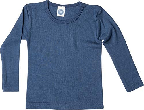 Cosilana, undertröja för barn, långärmad, 70 % ull (kbT), 30 % siden, Enfärgad marin, 92