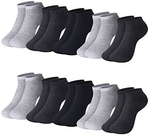 L&K-II Lot de 12 chaussettes basses Socquettes femme multicolore bambou 2301GE 35-38