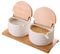 Kitchen Spice Jar, Ceramic Bowl with Bamboo Lids and Sugar Spoons Porcelain Condiment Container, Salt Seasoning Rack Spice Pots Seasoning Box for Home (Suit B)