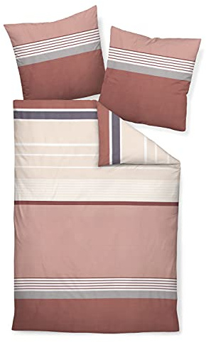 Janine Mako-Satin-Bettwäsche J.D. 200x220 cm + 2X 80x80 cm Burgund-rosé