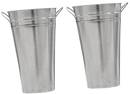 BESPORTBLE 2pcs Metal Tin Buckets Vases for Flowers Large Galvanised Buckets Office Decor Wedding Party Favors