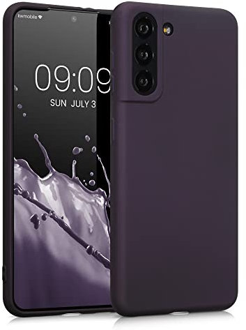kwmobile Case kompatibel mit Samsung Galaxy S21 Hülle - Schutzhülle aus Silikon metallisch schimmernd - Handyhülle Metallic Brombeere