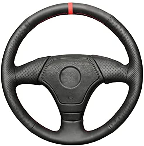 Auto-Lenkradbezug aus schwarzem Leder, für BMW E36 1995–2000 E46 1998–2000 E39 1995–1999 E31 1995 1996–1997, rote und Blaue Linie