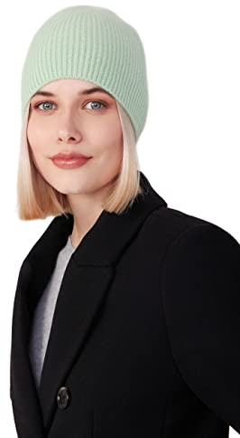 Style & Republic Kaschmir Sport Mütze-Beanie Damen aus 100% Cashmere - Dein kuscheliger Premium Strick Beanie für stilvolle Herbst- & Winter-Momente - Pastellgrün
