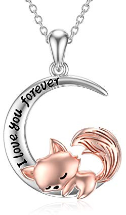 PROESS 925 Sterling Silber Fuchs Anhänger Halskette Fuchs Geschenke für Fuchs Sliebhaber Mädchen Frauen