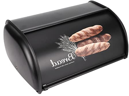 Natudeco Portapane Portapane Contenitore Portapane Portapane In Acciaio Inossidabile Di Grande Capacità Organizzatore Cucina Arredamento Cucina Con Coperchio Arrotolabile per Bancone(Nero)