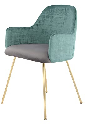Qiyano Stuhl mit Armlehnen und Samt-Bezug zweifarbige Gestaltung modernes Design Elegante Beine aus Eisen gepolstert Wohnzimmer Esszimmer Esstisch Schreibtisch Büro Farbe: Grün/Grau