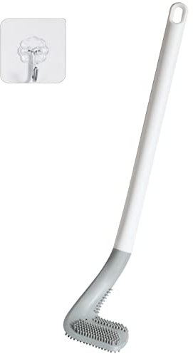 Kucucyle Golf Toilet Brush, Toilet Cleaning Brush, Flexible Bendable Silicone Long Handled Toilet Brush, 360° Deep Toilet Bowl Cleaning Brush,Quick Drying Toilet Brush for Bathroom with a Hook (White)