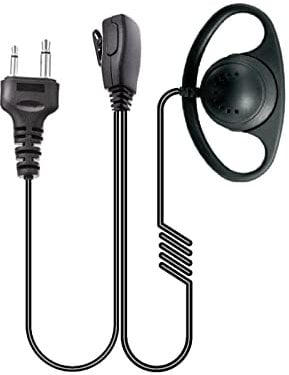 D-Shape Overt Ear Hanger Earpiece for ICOM Straight 2 Pin Radio