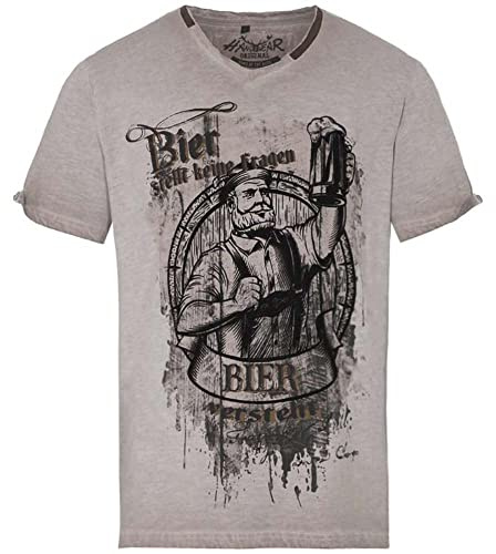 Hangowear T-Shirt | Bier stellt Keine Fragen versteht beige | Trachtenshirt Herren L