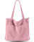 Prite Tote Bag Sac en Velours Côtelé Bandouliere Cabas Femme Homme Sac Fourre Tout avec Fermeture Éclair et Poches (Rose)