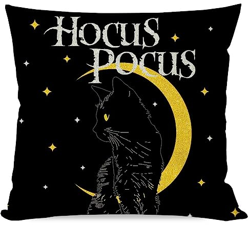 PANDICORN Schwarze Katze Halloween Hocus Pocus Kissenbezüge 45,7 x 45,7 cm Mond Halloween Kissen Dekorative Wurfkissenbezug Fall Wurfkissen Dekorationen Outdoor Couch Kissenbezüge Dekor