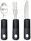 NUZAMAS Set di 3 Adaptive Cutterly con Cucchiaio forchetta e Coltello in Acciaio Inossidabile per tremori Adulti Anziani Artrite e Parkinson Nero