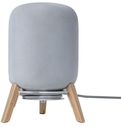 shinar Schreibtisch-Lautsprecherständer aus Echtholz, kompatibel mit Homepod 1. / 2. Generation (2023), mit Kabelmanagementtisch, Holzhalterung für Homepod 2, Weiß