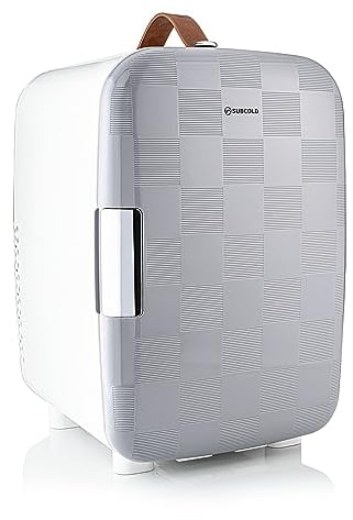Subcold Pro15 Luxury Mini Fridge Cooler | Compact 15L Portable Small Fridge 12v & 240v | Efficient Quiet Cooling System | Ideal for Bedroom, Office, Beauty & Car (Chequer Grey)
