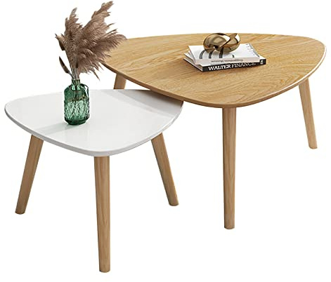 IMYOGI Exquisiter 2-teiliger Sofa-Beistelltisch, ineinander steckbarer Wohn-/Schlafzimmer-Couchtisch aus Holz, multifunktionaler Lounge-Tisch, H45 cm niedriger Sitztisch (Farbe: D, Größe: 70 + 50 cm)