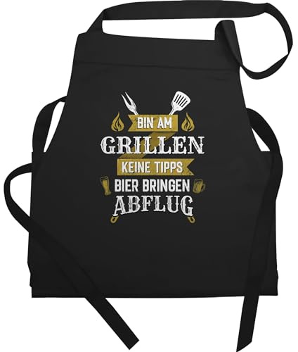 Shirtracer - Schürze - Grillschürze Herren 1 - Bin am grillen keine Tipps Bier bringen Abflug - Geschenk Männer Vatertag Geschenkidee Papa