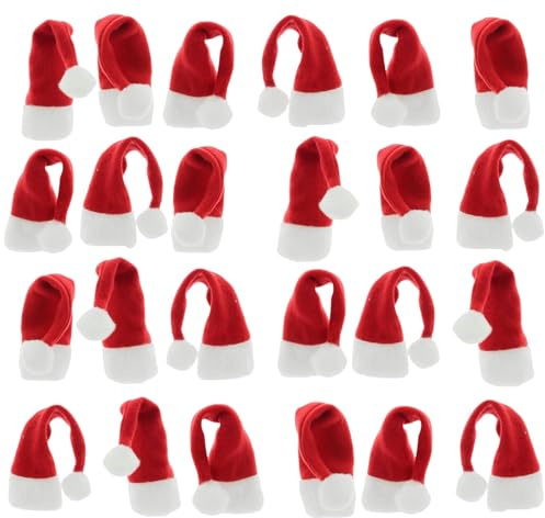 MIJOMA zauberhafte Mini-Weihnachtsmützen, dekorative Flaschen-Mützen & Bastel-Accessoire, ideal zum Verschönern von Geschenken & Süßigkeiten für eine bezaubernde Weihnachtszeit (24 Stück)
