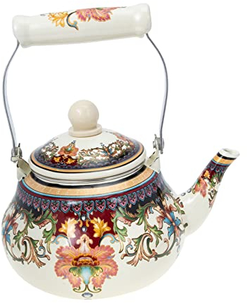 PRETYZOOM Turkish Teapot Enamel Ceramic Handle Pot Full of Flowers Ceramics Flower Teapot Copper Turkish Teapot