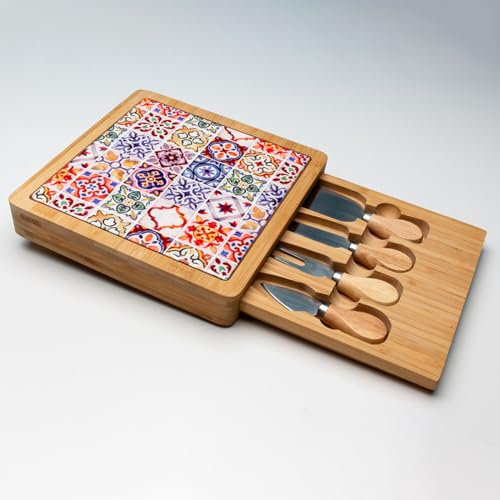 Doni Bomboniere Matrimonio Tagliere A Forma di Scatola Solidali Idea Regalo Anniversario Utili Idee Originali Eleganti Nozze Complete Particolari Contenente 4 Coltelli con Mattonella Decorazione