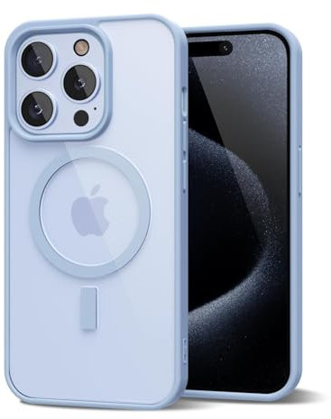 oakxco for iPhone 15 Pro Case Clear Magnetic Compatible with Magsafe, Thin Slim Transparent Non Yellowing, Hybrid Soft Silicone Bumper & Hard Plastic Protective Cover for Women, Light Blue