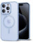 oakxco for iPhone 15 Pro Case Clear Magnetic Compatible with Magsafe, Thin Slim Transparent Non Yellowing, Hybrid Soft Silicone Bumper & Hard Plastic Protective Cover for Women, Light Blue