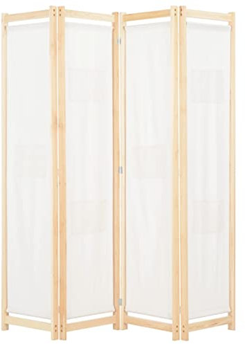 GuyAna 4-teiliger Raumteiler Cremeweiß 160 x 170 x 4 cm Stoff Balkon Sichtschutz
