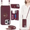 ELTEKER for iPhone 15 Pro Max Phone Case with Card Holder and Strap,PU Leather Wallet Case Flip Cover with Crossbody Lanyard Strap for iPhone 15 Pro Max (6.7 Inch)-Wine Red