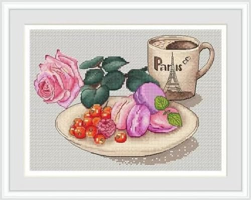 Punto de Cruz Kit Completo Cocina 11CT Kit de Bordado 40cmX50cm Completo con Hilos, Agujas y Tela - Arte de Bordado para Principiantes y Expertos - Ideal para Decoración del Hogar y Regalos Hec