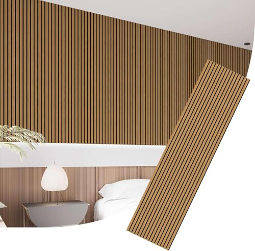 IZODEKOR Akustikpaneele Holz, 3D Akustik Wandpaneel - 2 Stück, 240x60cm - Wandverkleidung aus Holzleisten mit schalldämmender Filzpolsterung, Dekorative Wandpaneele aus Holz, MDF-Paneele | Vintage