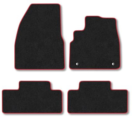 Renault Megane E-Tech (2022+) Car Mats Accessories Tailored Fit Carpet Floor Mats Non Slip Red Trim Accessory Compatible Front Rear Set Anti Slip Backing Custom Fit Hand-Finished Full Coverage Clips