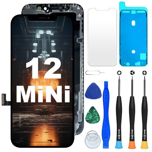 DIGI4U Bildschirm Ersatz für iPhone 12 Mini Display, 5,4'' 𝟯𝑫 𝑻𝒐𝒖𝒄𝒉 𝑻𝒓𝒖𝒆𝑻𝒐𝒏𝒆 𝑭𝒂𝒄𝒆 𝑰𝑫 LCD Bildschirm für iPhone 12 Mini Display Bildschirm Ersatz Digitizer Reparaturkits