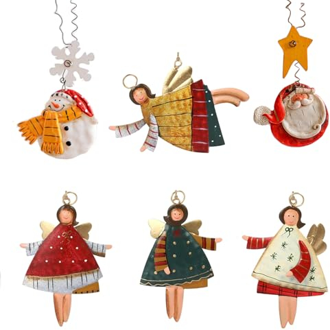 HERZONE Metallanhänger für den Weihnachtsbaum Weihnachtsbaumanhänger Weihnachten Engel Anhänger aus Metall, Schneemannanhänger (B)