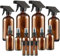 Afoxon Glass Spray Bottles-14 Pack Amber Glass Bottle Set,Empty Refillable Essential Oil Bottle with Adjustable Nozzle,Multi Size (16oz,8oz,4oz,2oz,1oz) x 2, 10 ml Roller Bottle x 4 with Labels (14)