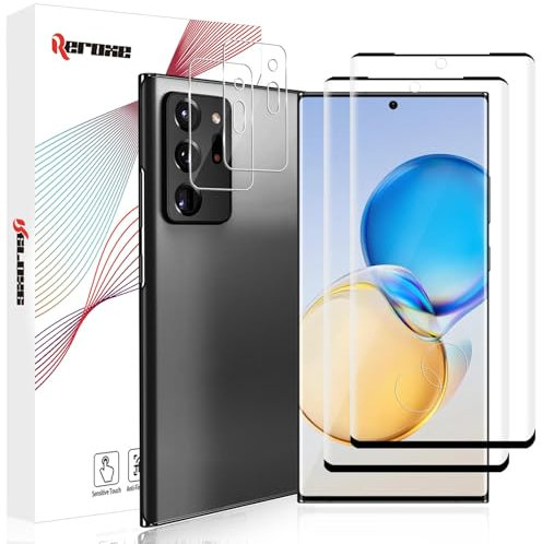 REROXE Schutzfolie für Panzerglas für Samsung Galaxy Note 20 Ultra 5G, 2+2 Stück 9H Dauerhaft Ultra-Klar Galaxy Note 20 Ultra 5G Displayschutz, 3D Vollbildschirm Glasfolie für Samsung Note 20 Ultra