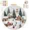 QUANMAITONG Sticken Set Erwachsene，Stickset Weihnachten für Anfänger Embroidery Kit Stickerei, Stick And Poke Stickbilder Stickrahmen DIY, Kreuzstich Weihnachten Deko (Ferien-Dorf)