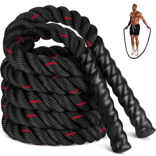 Jump Rope, 2.8lb Weighted Jump Rope for Fitness, 2.8M Length 25MM Diameter Heavy Exercise Jumping Ropes, Adult Skipping Rope for Men Women Improve Strength, Building Muscle, Home Workout Equipment