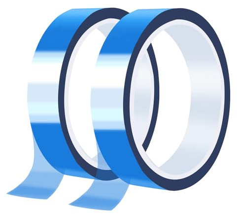 WEFINEST 2 rollos de cinta adhesiva resistente al calor sublimación, cinta azul resistente al calor, 20 mm x 33 m, cinta aislante azul, cinta adhesiva PET resistente al calor para soldar y cubrir