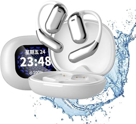 Auriculares deportivos supraaurales - Auriculares abiertos | Auriculares para correr con oreja abierta | Auriculares abiertos con pantalla táctil inteligente | Auriculares impermeables para fitness co