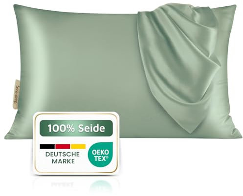 bene-sleep® Premium Seidenkissenbezug – 100 % Maulbeerseide 22 Momme | Verstärkte Nähte | Oeko-TEX Zertifiziert* | Anti-Frizz & Faltenreduzierung | hypoallergen & hautfreundlich (Grün, 40x60 cm)